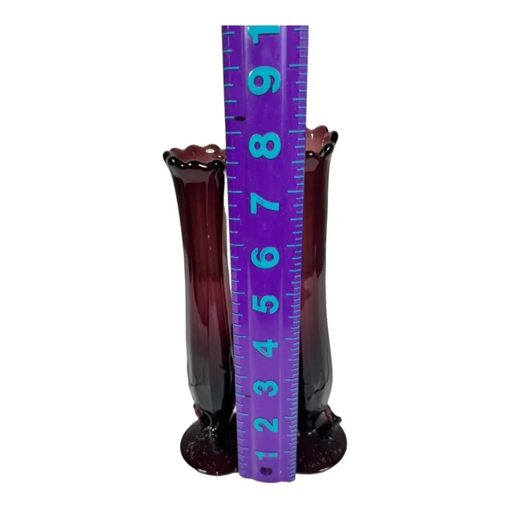 Two Dugan Amethyst Twig Vines Pedestal Vases‎